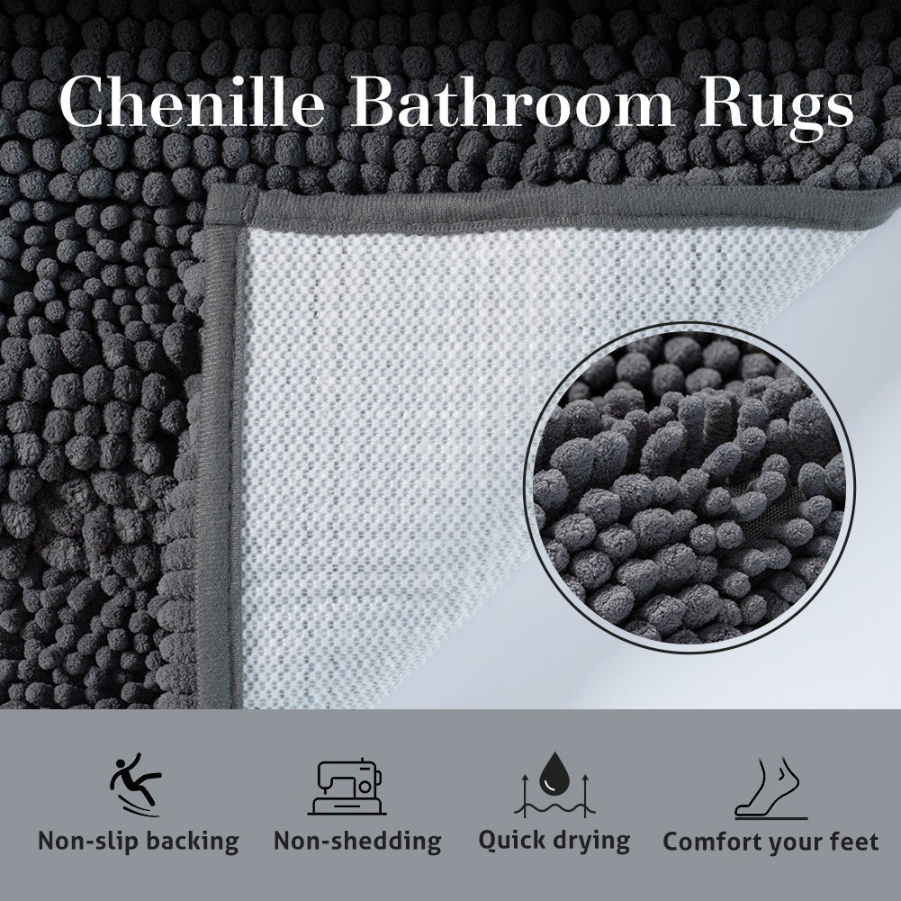 Kasentex Soft Absorbent Bath Rug - Plush Non-Slip Bathroom Mat
