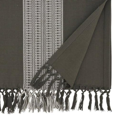 Fennco Styles Banded Stripe Fringe Placemats 14" W x 20" L, Set of 4 - Cotton Woven Table Mats for Home, Dining Table Décor, Banquets and Special Occasion